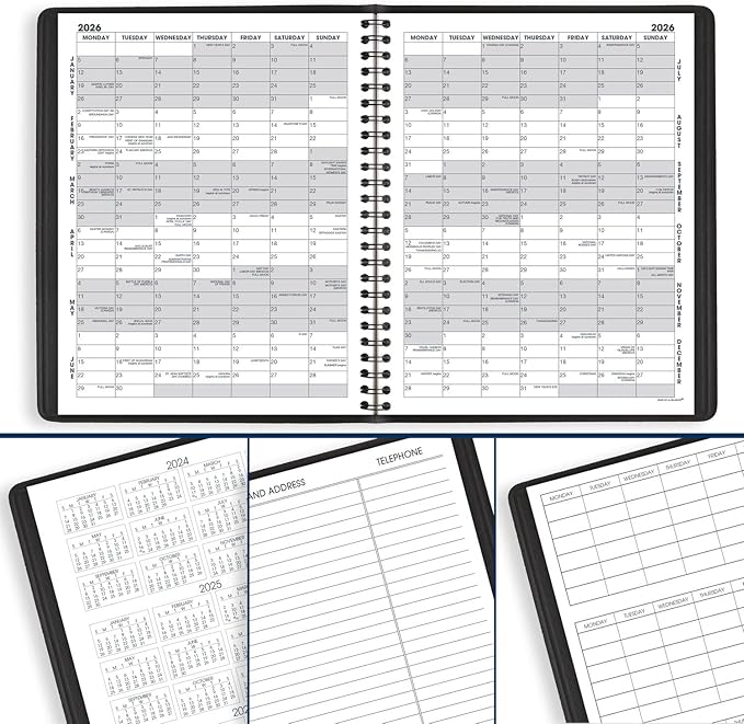 AT-A-GLANCE Planner 2024-2025 Academic, Monthly Appointment Book, 7" x 8-3/4", Medium, Flexible Cover, Black (7012705)