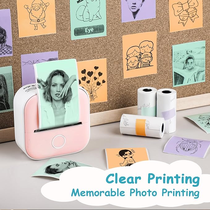 Purple/Green/Orange Thermal Paper for T02 Sticker Printer - Sticker Paper Works with T02/M02X/M02L Mini Printer, Last for 10 Years, Perfect for Journal Photos Study Notes, 50mmx3.5m, 3 Rolls