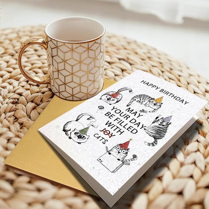 Happy Birthday Card for Cat Lover, Funny Birthday Card for Cat Mom Cat Dad, Cute Kitten Birthday Card for Him Her, May Your Day Be Filled With Cats Bday Card