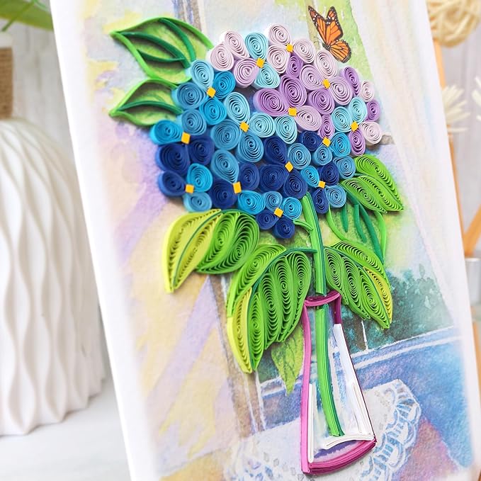 KingKraft Hydrangea Flower Card, Quilling Card, Birthday Card for Women, Anniversary Card for Wife, Valentines Day Card, Mothers Day Card, Thinking of You, Get Well Card for Sister, Daughter