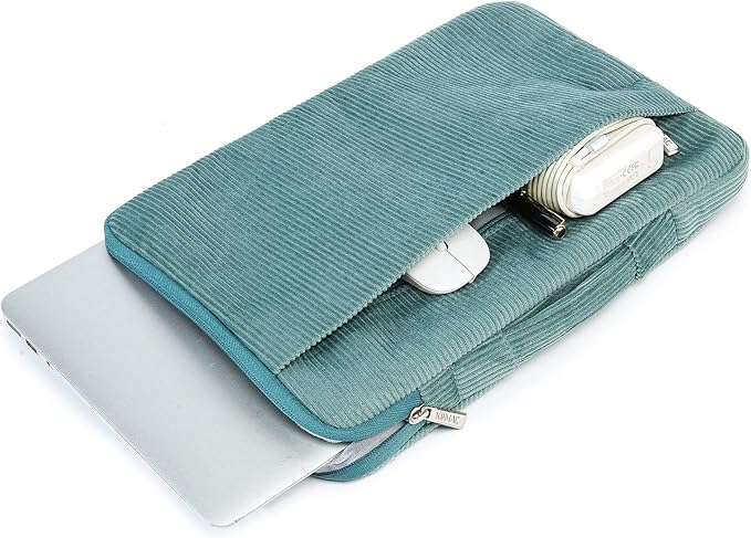 Kinmac Corduroy 360° Protective Water Resistant Laptop Case Bag Sleeve for HP Lenovo Dell ASUS Acer 14 inch Laptop,MacBook Pro 14 inch and Most 14 inch Laptop (Green)