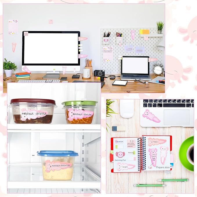 I Just Really Like Axolotl Sticky Notes Set, 550 Sheets, Animal Mexican Walking Fish Shaped Self-Stick Notes Pads Divider Tabs Bundle Writing Memo Pad Page Marker Back to School Office Supplies