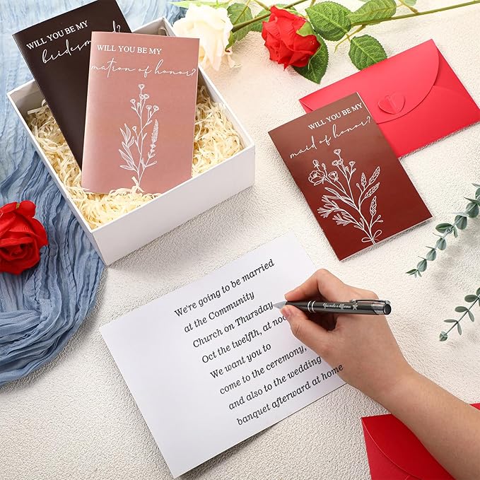 Spakon 16 Pcs Will You Be My Bridesmaid Cards with Envelopes Watercolor Greenery Floral Bridal Proposal Maid of Honor Matron of Honor Invited Favor for Bridal Shower Wedding (Classic Styles)