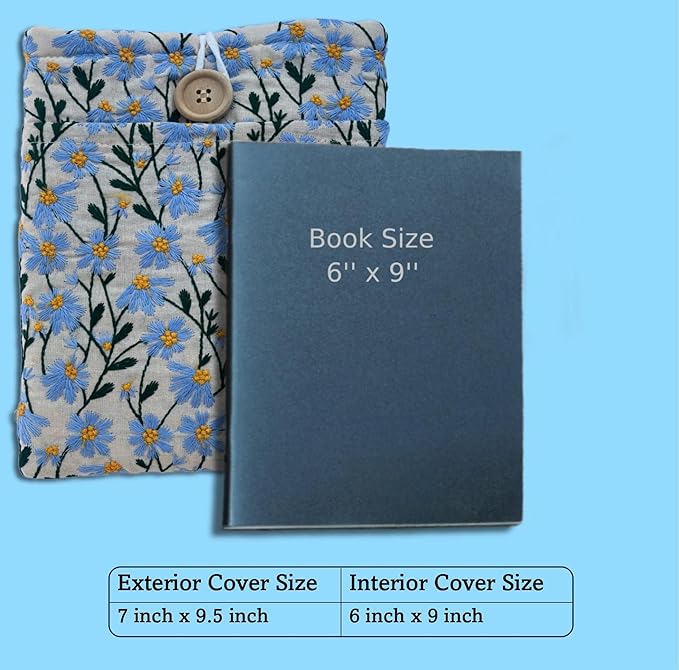 Embroidered Yellow Daisy Book Sleeve. Book Cover/Protector