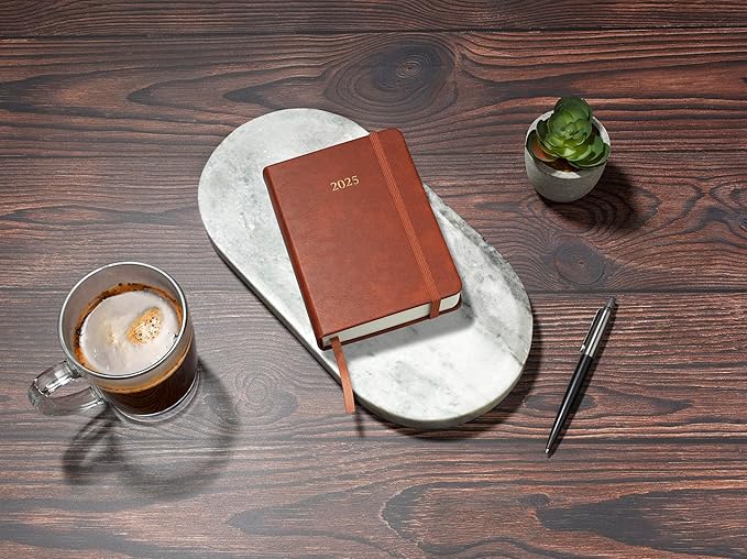 Wykeham's Executive 2025 Daily Journal Planner (Brown, 4.5"×3.5")