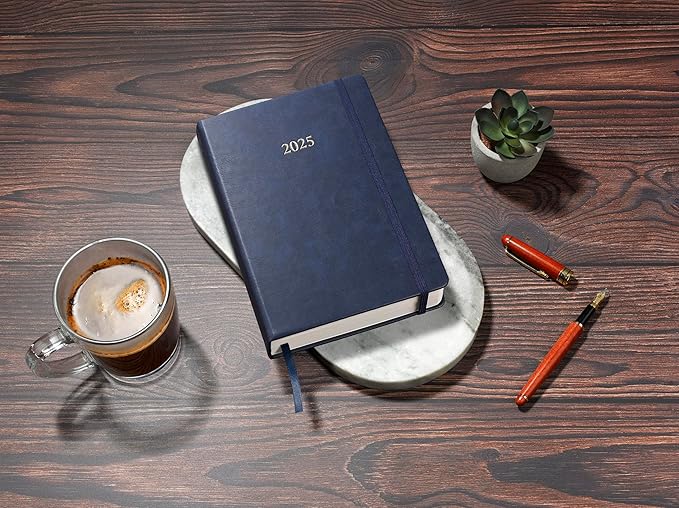 Wykeham's Executive 2025 Daily Journal Planner – Customization Available (Royal Blue, 8.5"×5.5")
