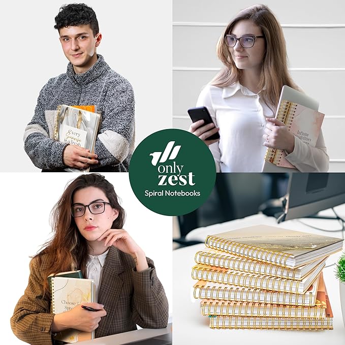 Spiral Journals - 10.25" x 7.25" - 300 Pages - Cute Spiral Notebooks for Women, Work Journal Notebook for Women (Fresh Start) Marble