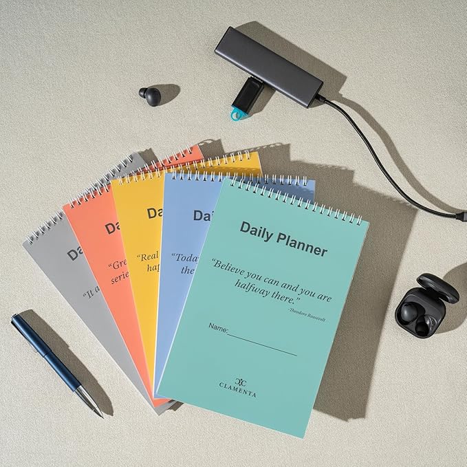 Daily Planner Notebook, To Do List Notepad, Spiral Notebook, Undated-52 Sheets-6.5" x 9.8" Checklist, Notebooks for Work, Personal Organizer Notepad, Daily Task Notebook (Blue)