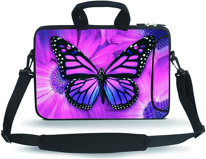 14 15 15.4 15.6 inch Messenger Bag Carrying Case Sleeve with Handle Accessory Pocket Fits 14 to 15-Inch Laptops/Notebook/Ebooks/Kids Tablet/Pad(Big Butterfly)