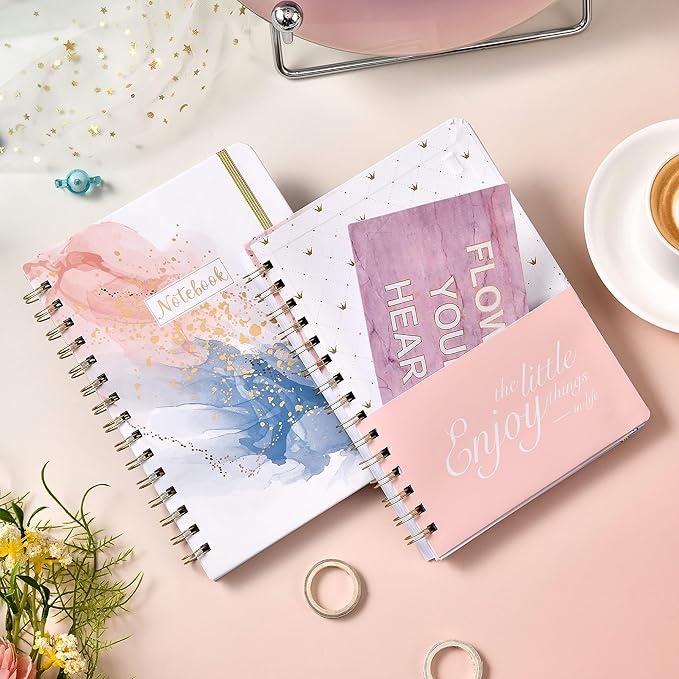 Ruled Notebook/Journal - Daily Planner with Premium Thick Paper, 6.2" X 8.4", Spiral Notebook/Journal, Banded with Waterproof Hardcover, Exquisite Inner Pocket for School, Office & Home