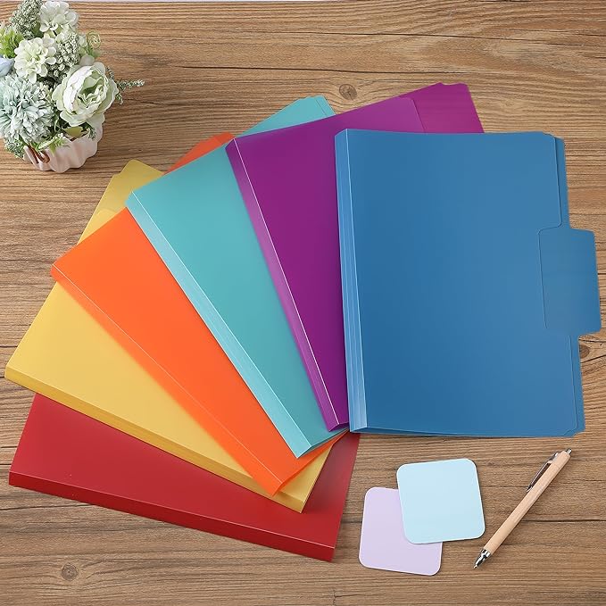 Mr. Pen- Poly File Folders, 1/3 Cut Tab, 6 Pack, Assorted Colors, Letter Size, Colored File Folders, Letter File Folders, Color Folders, Office File Folders, Office Supplies File Folders, File Folder