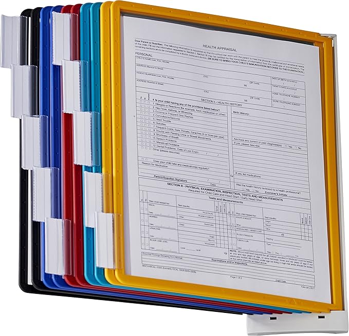 DURABLE Wall Mounted Reference System, 10 Double-Sided Panels, Letter-Size, Assorted Colors, SHERPA Design (554100)