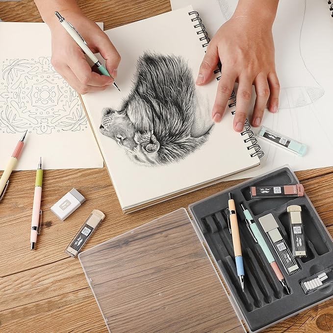 Mr. Pen- Mechanical Pencil Set, 5 Sizes, 0.3, 0.5, 0.7, 0.9, 2mm, Anti Skidding Grip Cute Mechanical Pencils, Sketching Pencils, Aesthetic Mechanical Pencils, Pastel Mechanical Pencils