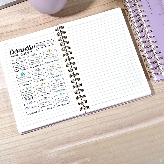 Yoment Spiral Notebook College Ruled A5 Spiral Bound Journal 160 Pages Thick Paper Plastic Hardcover Spiral Notebook 5x7 Wire Bound Notebooks for Note Taking School Office Supplies, Purple