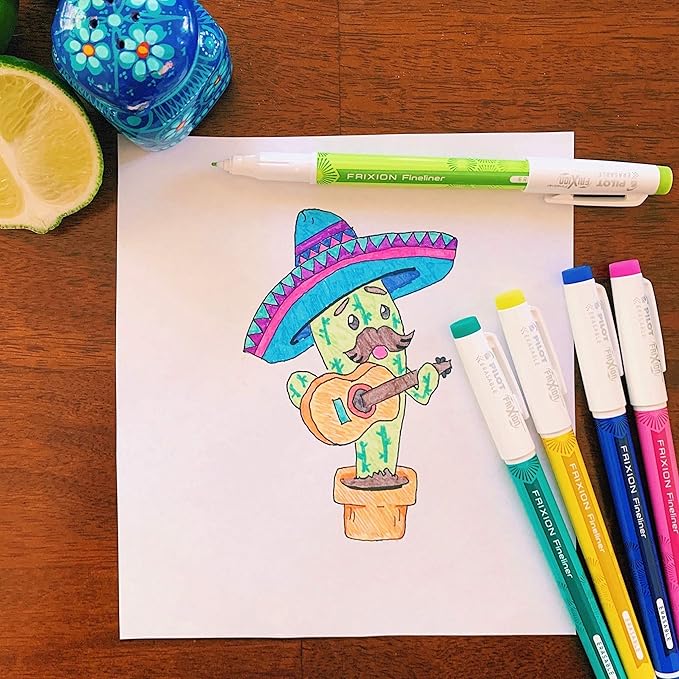 Pilot, FriXion Fineliner Erasable Marker Pens, Fine Point 0.7 mm, Pack of 12, Assorted Colors