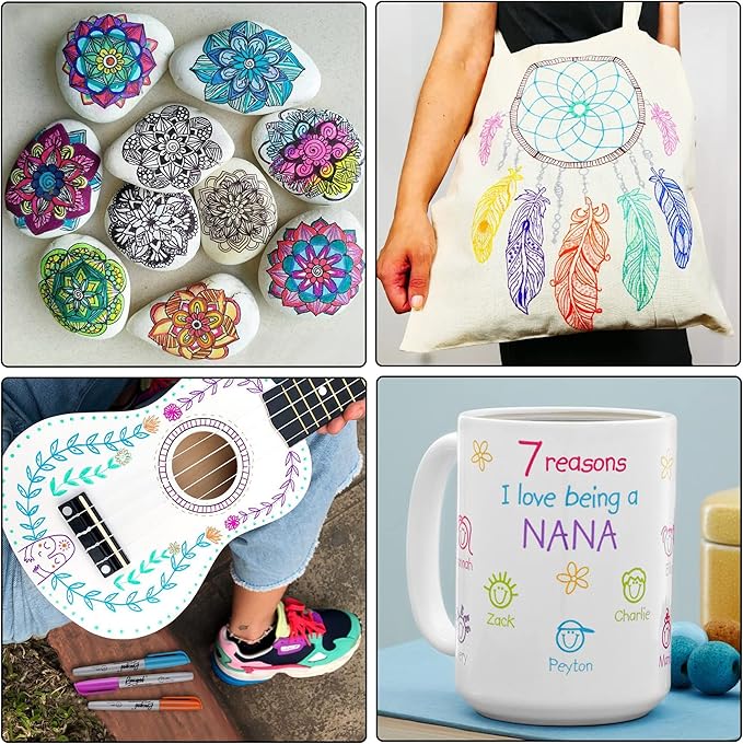 Ultra Fine Permanent Marker Bulk, 32 Assorted Colors Ultra Fine Point Permanent Marker set, Felt Tip Pens Works on Plastic, Wood, Stone, Metal and Glass for Valentines Day Gifts