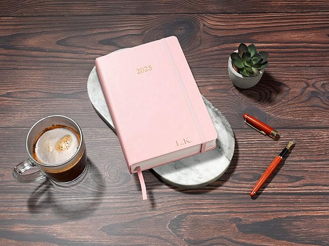 Wykeham's Executive 2025 Daily Journal Planner – Customization Available (Personalized Rose, 8.5"×5.5")