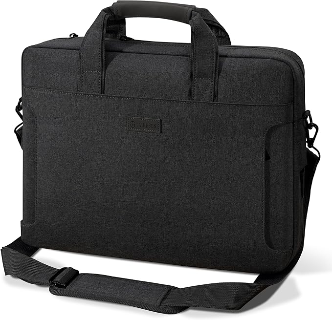 Laptop Shoulder Bag, 13-14-15-15.6-17.3 Inch Laptop/Tablet, Water-Repellent Fabric, Business for Men Women (17.3 inch, Black)