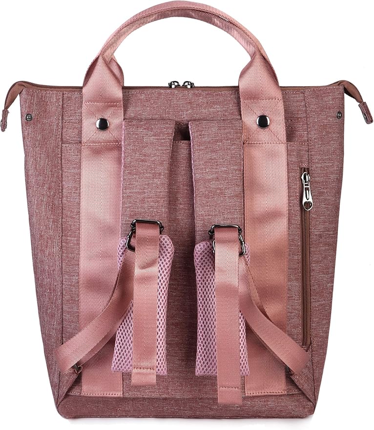 Kah&Kee Convertible Laptop Backpack and Tote Bag Handbag Computer Compartment Travel School for Women Man (Antique Pink)