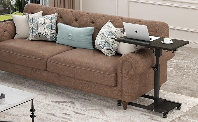 TigerDad Mobile Adjustable Height Laptop Stand PC Computer Portable Notebook Swivel Laptop Desk Rolling Table Desk Cart Tiltable with Wheels Casters& Mouse Pad Table (Dekuwood)