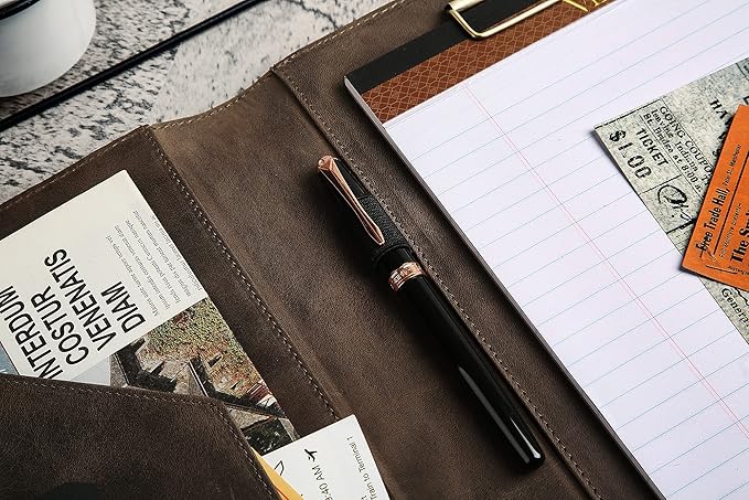 Personalized Leather Portfolio for Men, Engraved Leather Clipboard Portfolio Binder, Custom Leather Resume Padfolio for Women, Christmas Gift for His/Her (Clipboard, Grey-Custom)