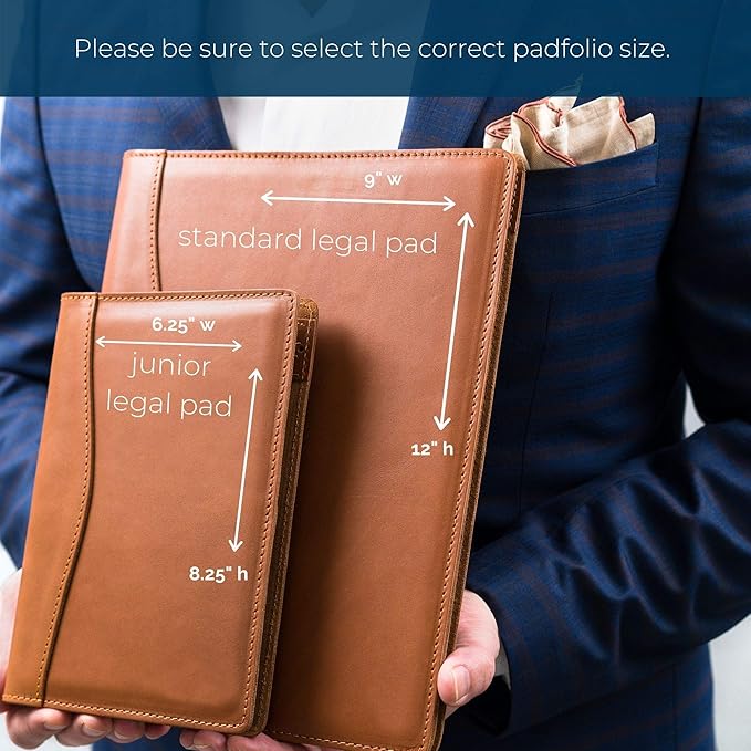 PEGAI Handmade 100% Leather Padfolio, Legal Pad Organizer for Business School Office Conference, Heavy Duty Full Grain Cow Hide Resume Interview Folio, Amazing Gift Idea | Marshall (Aqua)