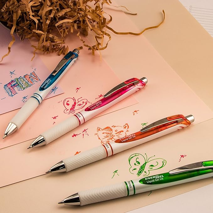 Pentel EnerGel Pearl Deluxe RTX Retractable Liquid Gel Pen, (0.7mm), Accent, Blue Ink, 3 Pack (BL77WBP3C)