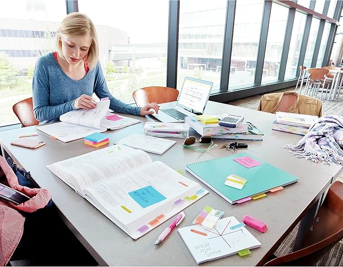 Post-it Page Markers, Assorted Colors, 1/2 in x 2 in, 50 Sheets/Pad, 5 Pads/Pack (670-5AF)