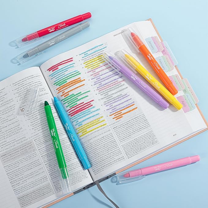 Mr. Pen- Gel Highlighter, 8 Pack, Assorted Colors, Bible Highlighters No Bleed with Bible Color Coding and Interpretation Guide, No Bleed Highlighters, Bible Highlighter, Bible Markers