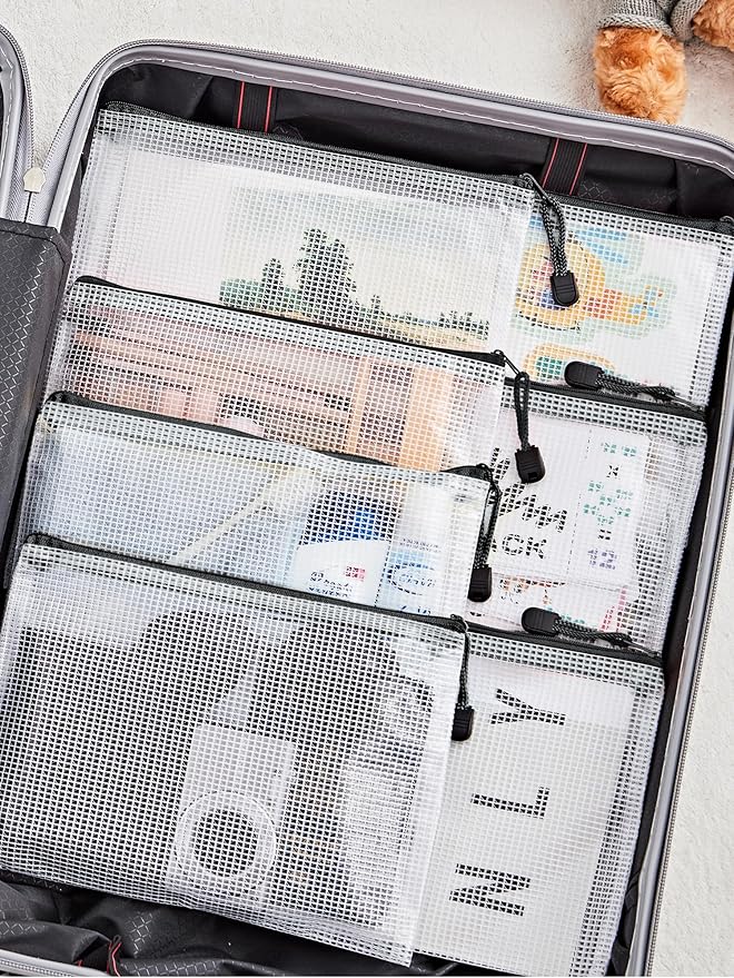 JARLINK 20 Pack Zipper Mesh Document Pouch, 6x9 Inch/A5, Plastic Water-Resistant File Bags, for School Office Supplies, Cosmetics Travel Storage, Assorted Color