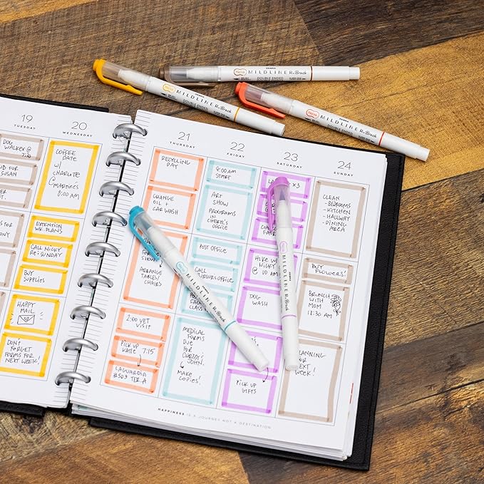 Zebra Pen Mildliner Brush Marker, Double Ended Brush and Fine Tip Pen, Assorted Warm Colors, 5 Pack