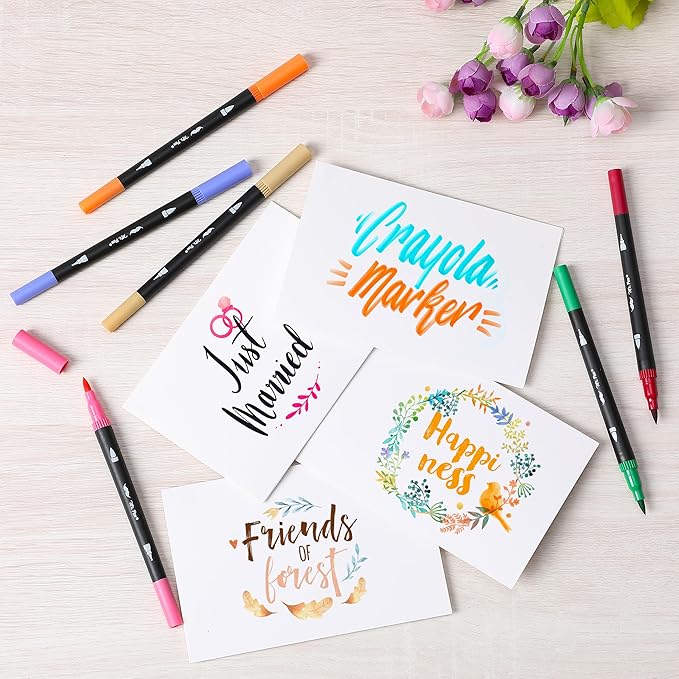 Mr. Pen- Dual Tip Brush Pens, 24 pcs, Assorted Color, Fine & Brush Tip Markers, Markers for Adult Coloring, Coloring Markers for Adults, Adult Coloring Markers, Brush Markers, Dual Tip Markers