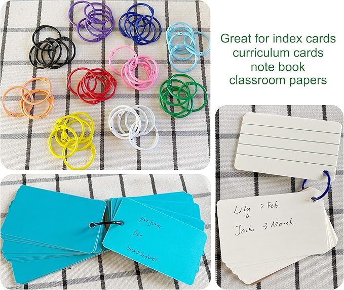 Keychains or Key Rings, 1 1/5" Loose Leaf Binder Rings for Key Chains, Open Card Rings, Clip Rings for Book Rings, School, Home or Office (50Pack)