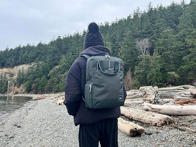 Skyway Luggage Rainier Deluxe Backpack, Eco-Friendly, Made of 100% rPET Travel Laptop Bag for Women & Men, Flight Approved Carry On Bag, 17L, Olympic Green