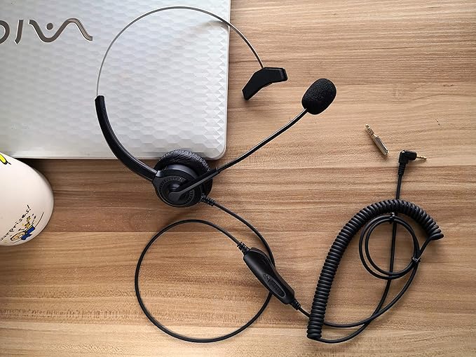 Cosyplus 2.5mm Telephone Headset Monaural with Noise Cancelling Microphone for DECT AT&T ML17929 Vtech Panasonic KX-T7630 Polycom Clarity XLC3.4 Office IP and Cordless Dect Phones(T10)