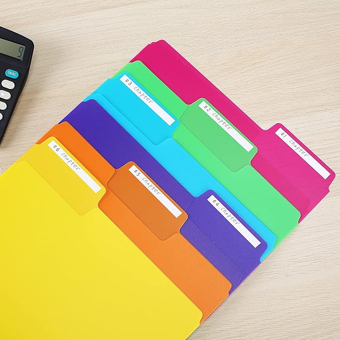 Mr. Pen- Poly File Folders, 1/3 Cut Tab, 6 Pack, Assorted Colors, Letter Size, Colored Letter File Folders for Office Supplies