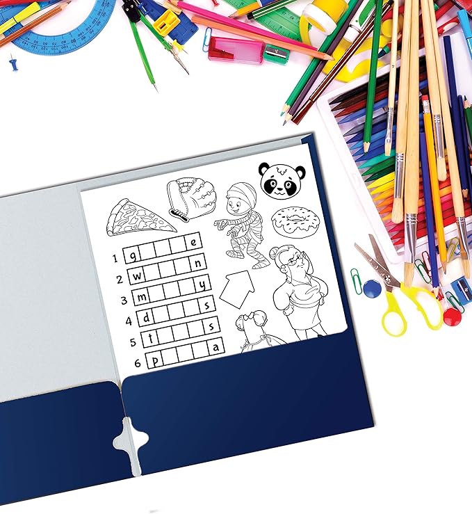 Better Office Products Two Pocket Portfolio Folders, 50-Pack, Blue, Letter Size Paper Folders, 50 Pieces, Blue