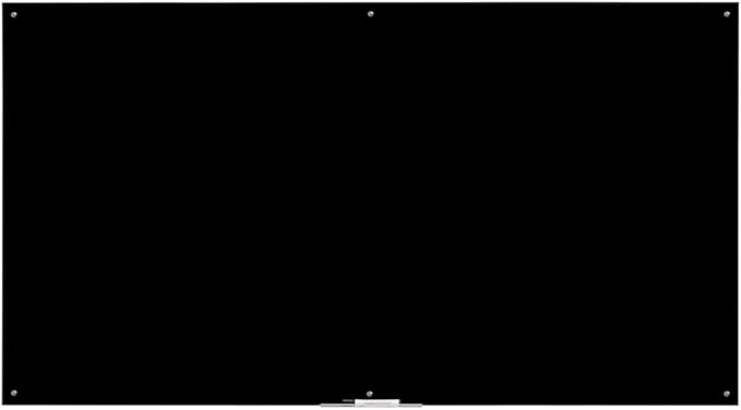 Black Glass Board Frameless Tempered Glass Dry Erase Board with Marker Tray for Interactive Office, Wall Mounted Frosted Glass Whiteboard (Black, 72" x 40")