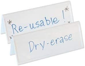 Trainers Warehouse Heavy Duty Premium Space-Saver Reusable Name Cards, White, Dry-Erase Tent, 8.75" x 3" (30)