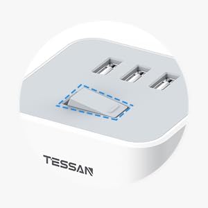 Tower Power Strip with 6 Feet Extension Cord, 8 Outlets 3 USB Chargers, 1700 Joules Surge Protection, Extension Cord with Multiple Outlets, 1875W, Office Supplies, Dorm Essentials, Charging Station