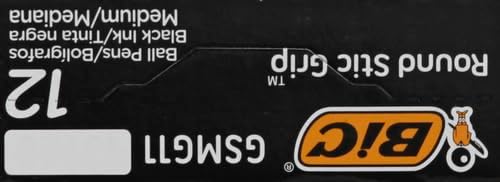 BIC Round Stic Grip Xtra-Comfort Medium Ball Point Pen, Black, 24 Pack