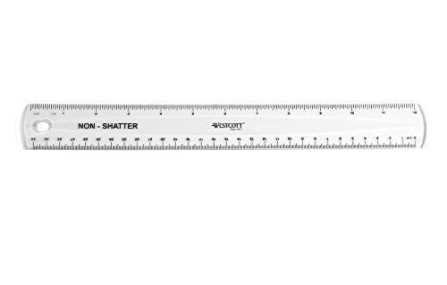 Westcott 12 inch Shatterproof Rulers (4 Pack) for School, Home and Office, Transparent Measuring Tools in Centimeters and Inches for Students and Adults