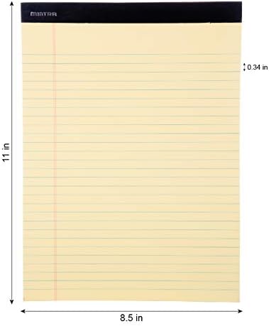 Mintra Office Legal Pads, ((xBasic, 8.5in x 11in, Wide (Canary), 36pk (6-6pks)), Wide Ruled, 50 Sheets per Notepad, Micro perforated Writing Pad, Notebook Paper for School, College, Office, Work