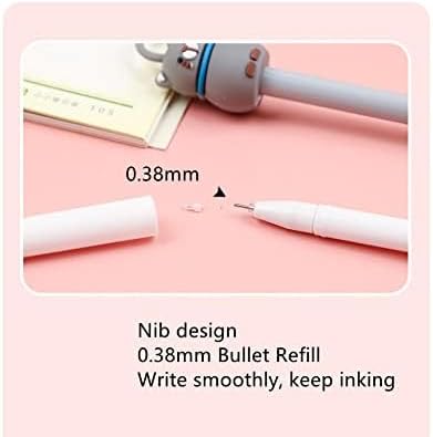 Chinshwehaw Cartoon Animal Pens Ink Pens Gel Pen Writing Pens Neutral Pens School Office Supplies Kids Gifts 0.38mm Ball Point Color cat Pens, pink rabbit Pens, white pig Pens 8Pack