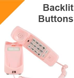 iSoHo Phones -Hearing Device-Friendly Phone – Gentle on Aching Hands, Easy-to-Press Buttons, Wall-Mountable, Custom Ringtone/Volume, Adjustable Ringer & Call Waiting with Lighted Keypad, Ladies Pink