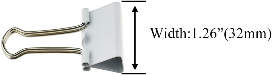 HAHIYO Binder Clips Paper Clamps Spring Steel Sturdy Medium 1.26 inches Width 0.39 Inch Capacity No Sharp Edges Heavy Duty Tight Grip Reusable White Metal Bright Finish for Home Office School 13 Pack