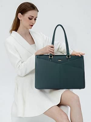 LOVEVOOK Laptop Bag for Women 15.6 Inch Tote Bags Waterproof Leather Briefcase Computer Women Business Office Work Bag,Green