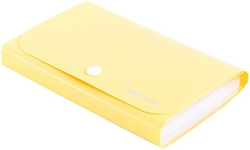 Expanding File Folder, Subdivision Accordion File Folder Mini Organizer PP Wallet for Cards,Coupons,Receipt,Tax Item or Changes,7x4.5 Inches,12 Pockets with Tabs and Check Case(Yellow)