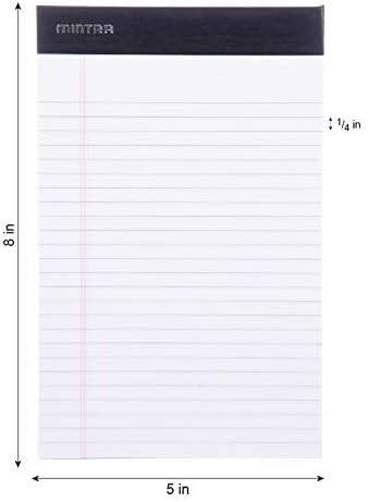 Mintra Office Legal Pads, ((xBasic, 5in x 8in, Narrow (White), 36pk (6-6pks)), Narrow Ruled, 50 Sheets per Notepad, Micro perforated Writing Pad, Notebook Paper for School, College, Office, Work