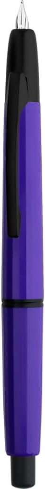Majohn A2 Press Fountain Pen Extra Fine Nib with Box, Retractable Purple Resin Ink Pen with Converter Writing Set (Black Clip Version）